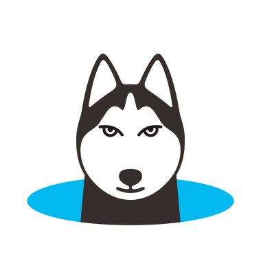 Alaska Malamute çukurdan çıkıyor, vektör çizimini izliyor