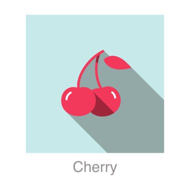 Kiraz meyvesi düz simgesi, vektör illüstrasyonu