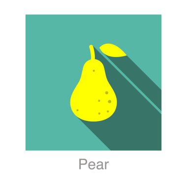 Armut meyve yassı simgesi, vektör illüstrasyonu