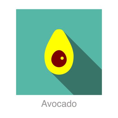 Avokado meyve düz simgesi, vektör illüstrasyonu