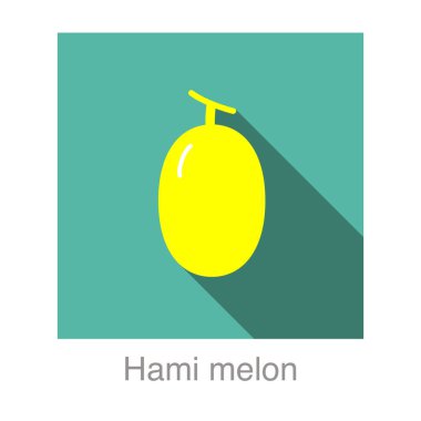 Hami kavun meyve yassı simgesi, vektör illüstrasyonu