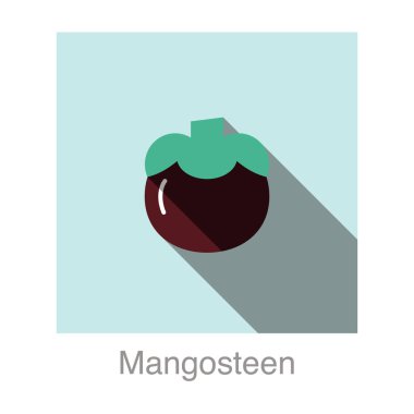 Mangosteen meyve yassı simgesi, vektör illüstrasyonu