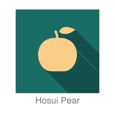 Hosui Pear meyve yassı simgesi, vektör illüstrasyonu