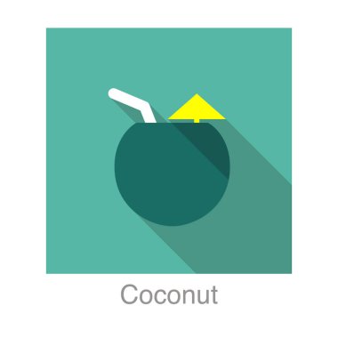 Hindistan cevizi içeceği düz simge seri vektör çizimi