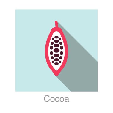 Kakao meyvesi yassı ikonu, vektör illüstrasyonu