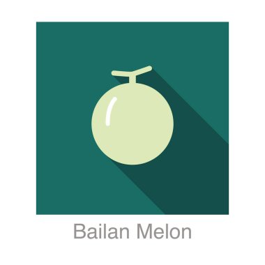 Bailan kavun meyve yassı simgesi, vektör illüstrasyonu