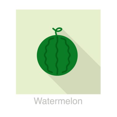 Karpuz meyve yassı simgesi, vektör illüstrasyonu