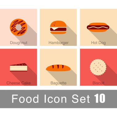 Fırın simgesi seti, ekmek, bisküvi ikonu set tasarımı, vektör illüstrasyonu