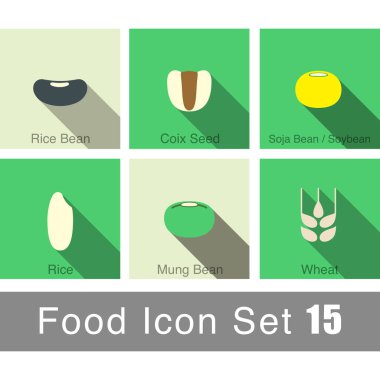 pirinç fasulye buğday, tohum Icon set vektör çizim