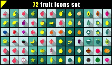 72 meyve düzlüğü simgesi, vektör illüstrasyonu