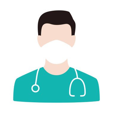 Maskeli doktor, vektör illüstrasyon simgesi
