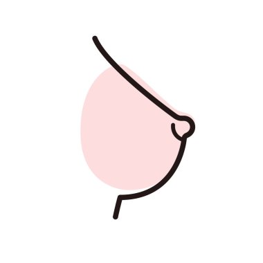 İnsan organı göğüs düz simgesi, vektör illüstrasyonu