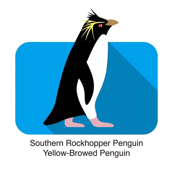 Южный Пингвин Рокхоппер Стоит Земле — стоковый вектор
