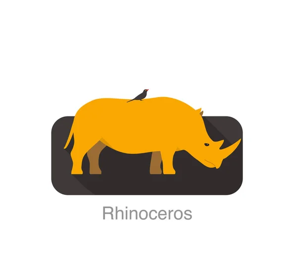 Oxpecker Back Rhino Vector Illustration — Stock Vector