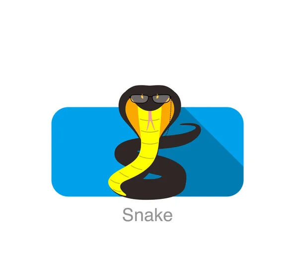 Cobra Snake Wearing Glasses Flat Icon Design Vector Illustration — Stock Vector