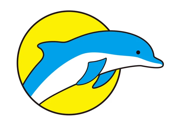 Dolphin Hoppa Utanför Havet Platt Ikon Design Vektor Illustration — Stock vektor