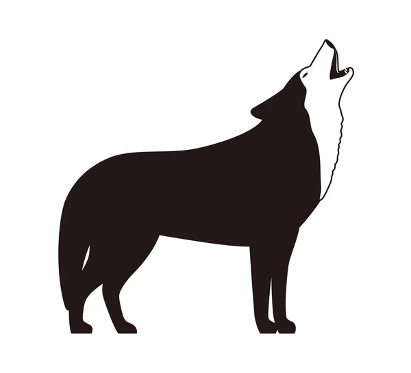 Wolf Standing Roaring White Background — ストックベクタ