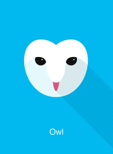 Owl Face Cute Flat Portrait Icon Vector Illustration — Stock Vector