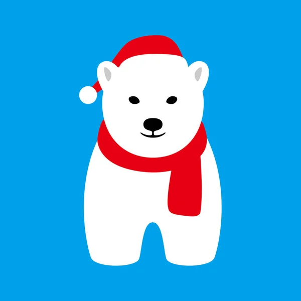 Retrato Urso Polar Usando Gorro Natal Como Papai Noel Estilo — Vetor de Stock