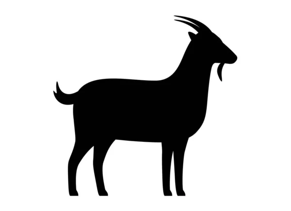 Cabra Animal Granja Icono Negro Vector Ilustración — Vector de stock