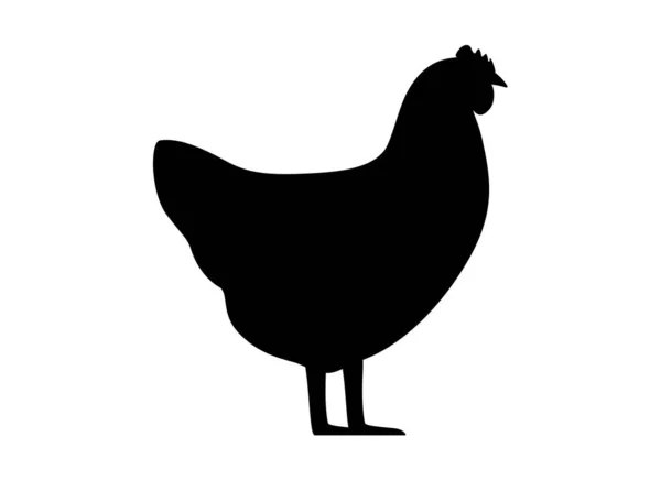 Hen Farm Animal Black Icon Vector Illustration — ストックベクタ