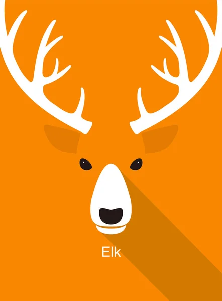 Elk Face Flat Icon Design Vector Illustration — ストックベクタ