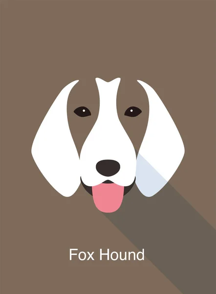Fox Hound Dog Gesicht Flache Ikone Design Vektorillustration — Stockvektor