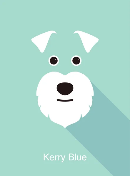 Kerry Blauwe Hond Gezicht Platte Pictogram Ontwerp Vector Illustratie — Stockvector