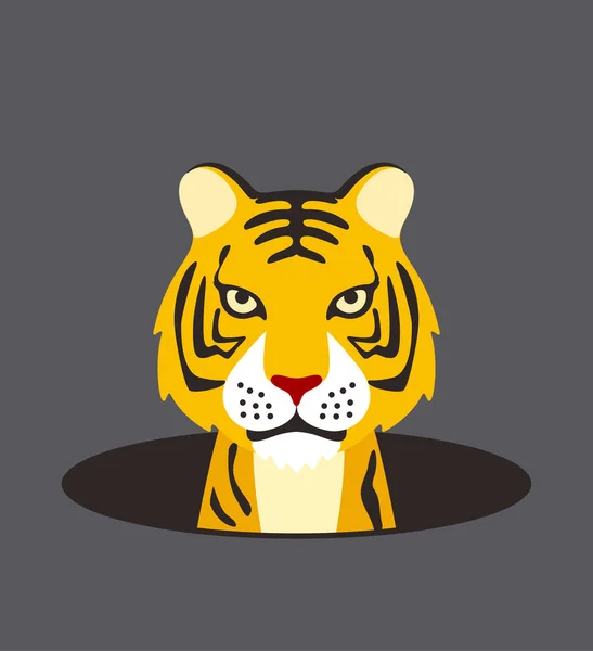 Mignon Tigre Sur Trou Regarder Illustration Vectorielle — Image vectorielle