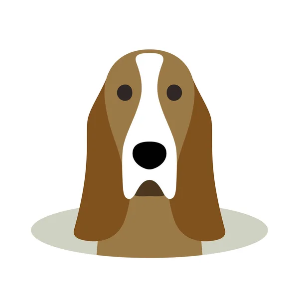Basset Hound Hund Kommt Aus Dem Loch Beobachtet Vektor Illustration — Stockvektor
