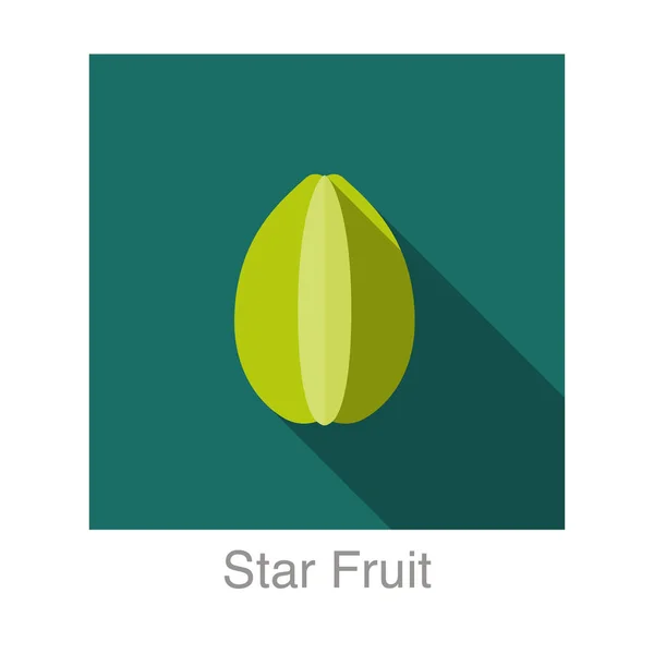 Star Fruit Icona Piatta Illustrazione Vettoriale — Vettoriale Stock