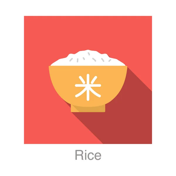 Ρύζι Κινεζική Τροφίμων Επίπεδη Εικονίδιο Σχεδιασμού Διανυσματική Απεικόνιση — Διανυσματικό Αρχείο