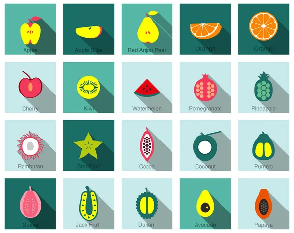 Φέτες Συνόλου Εικονιδίων Φρούτων Διανυσματική Απεικόνιση — Διανυσματικό Αρχείο