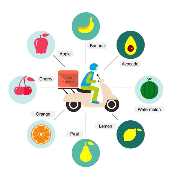 Ilustrasi Vektor Desain Datar Sepeda Motor - Stok Vektor