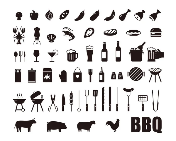 Einfaches Set Von Grill Verwandte Vektorzeilensymbole Vektorillustration — Stockvektor