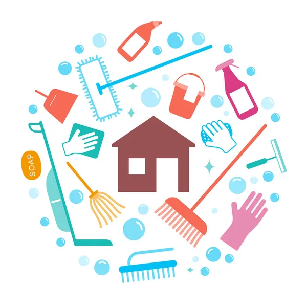 Cleaning Tools Icon Set Vector Illustration — Stock Vector