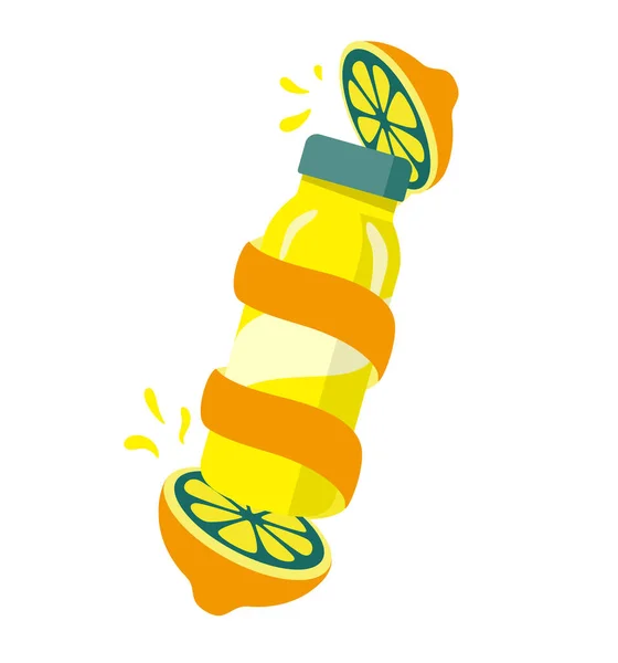 Frutta Limone Buccia Della Pelle Bottiglia Bevande Vettore — Vettoriale Stock