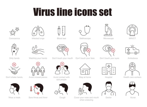 Dicas Prevenção Tratamento Para Infográfico Coronavírus Ícones Vetoriais — Vetor de Stock