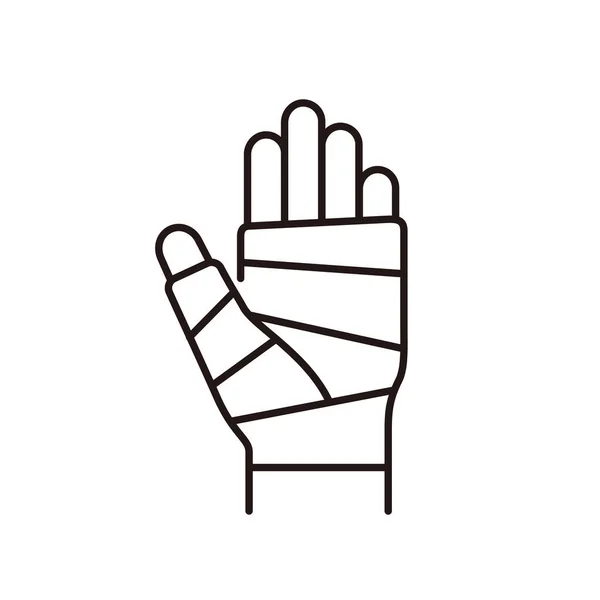 Verwundetes Handsymbol Bandagierte Hand Vektorillustration — Stockvektor