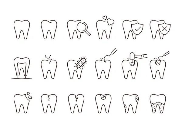 Ícones Dos Dentes Ilustração Vetorial —  Vetores de Stock