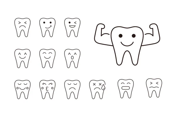 Icone Emoji Dei Denti Vettore Illustrazione — Vettoriale Stock