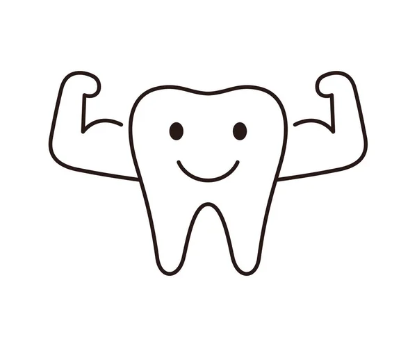 Zahn Symbol Zahn Zeigt Die Macht Illustrationsvektor Zahnärztliches Konzept — Stockvektor