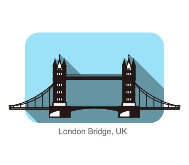 Londra Köprüsü 'nün ünlü simgesi düz ikon tasarımı, ünlü manzara mekanı