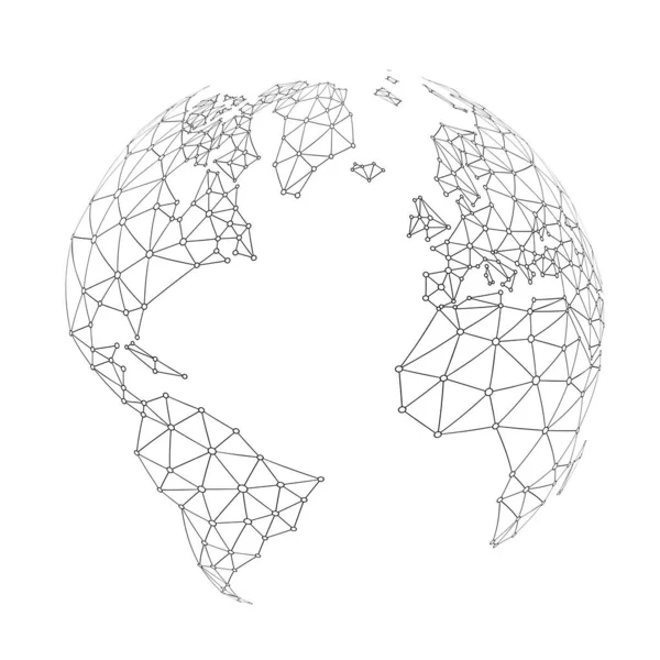 Svět Široký Internet Síť Mesh Sociální Komunikace Pozadí Mapa Země — Stockový vektor