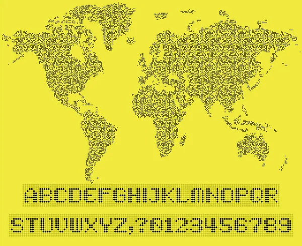 World Map Code Led Uppercase English Alphabet Number Vector Illustration — ストックベクタ