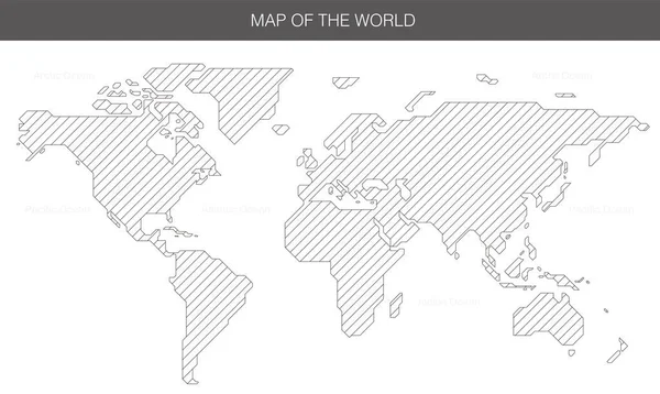 Mapa Línea Recta Simple Del Mundo Vector Fondo — Archivo Imágenes Vectoriales