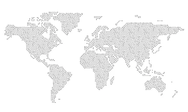 Χάρτης Λαβύρινθου Του Κόσμου Γήινος Χάρτης Εικονογράφηση Διανύσματος — Διανυσματικό Αρχείο