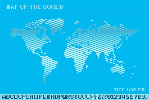 World Map Dots Led Uppercase English Alphabet Vector Illustration — ストックベクタ