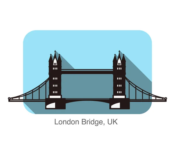 Puente Londres Famoso Icono Plano Diseño Famoso Lugar Escénico — Vector de stock