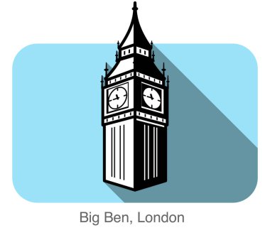 Big Ben, Londra, ünlü düz simge tasarımı